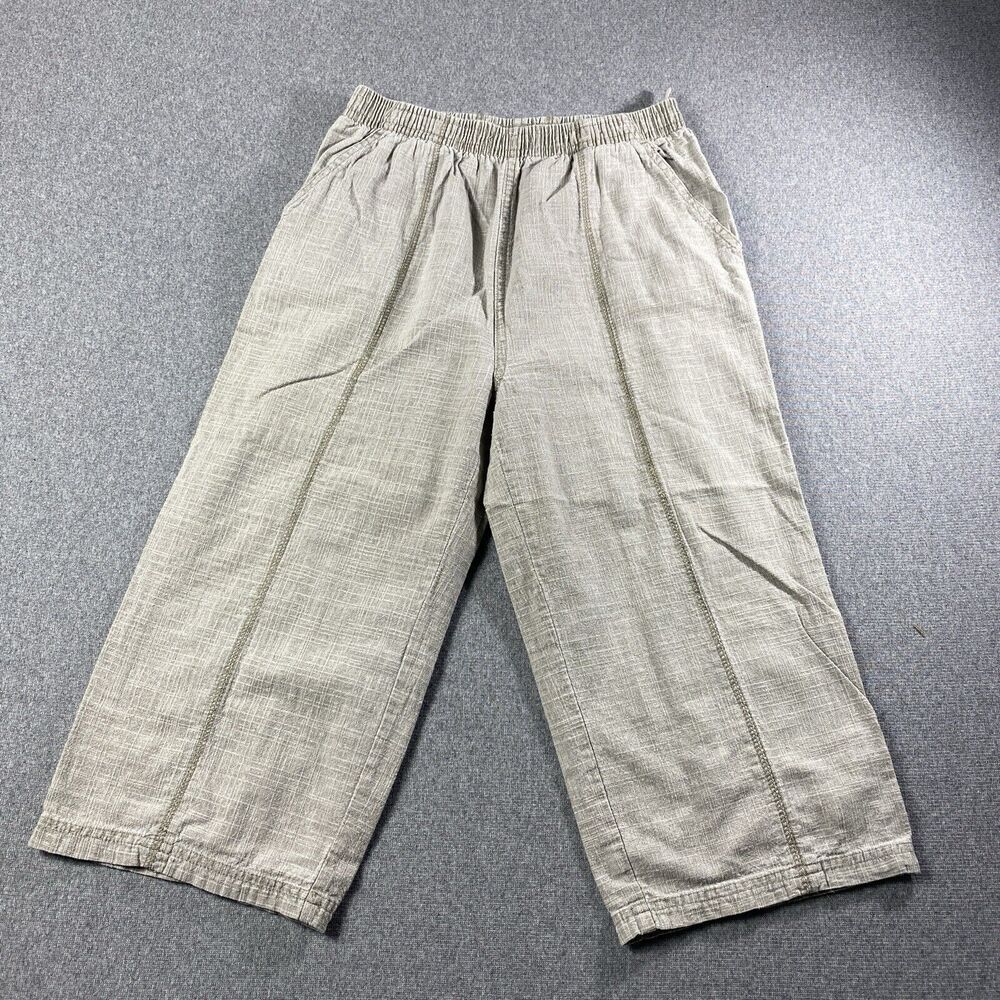Women Linen Capri Size 26” Waist 16” Inseam Beige  SEE PIC